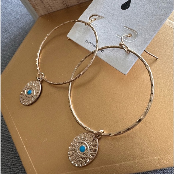 Evil eye gold plated steel hoop earrings - Picture 7 of 9